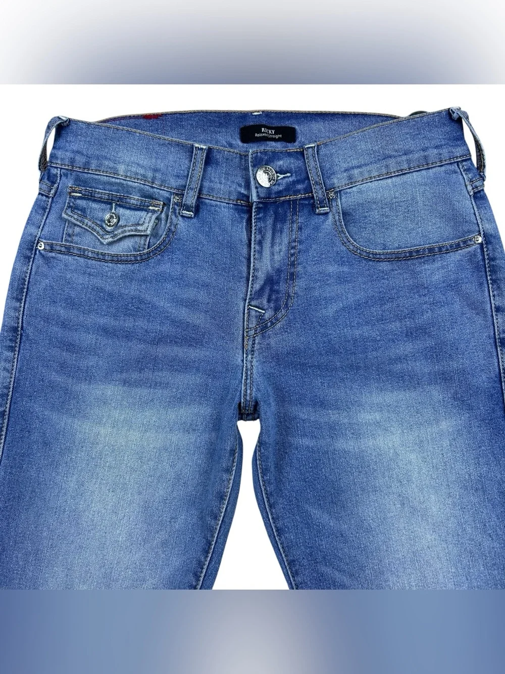 True Religion Mens Ricky Relaxed Straight Flap Pocket Super T Jeans 29x32 Y2K